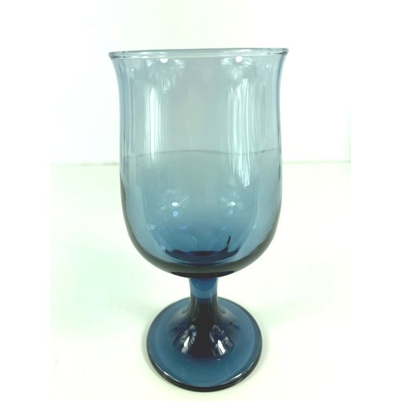 Vintage Libbey Dusky Blue Tulip Wine Glasses. - Picture 2 of 6